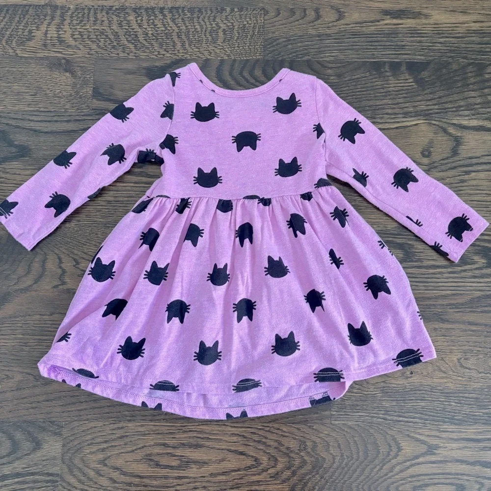 Cat & Jack Purple Dress with Black Cat Pattern
